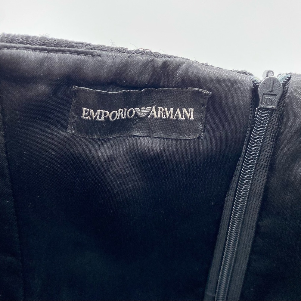 Emporio Armani Black Lace Strapless Faux Wrap Mini Dress - Picture 4 of 10